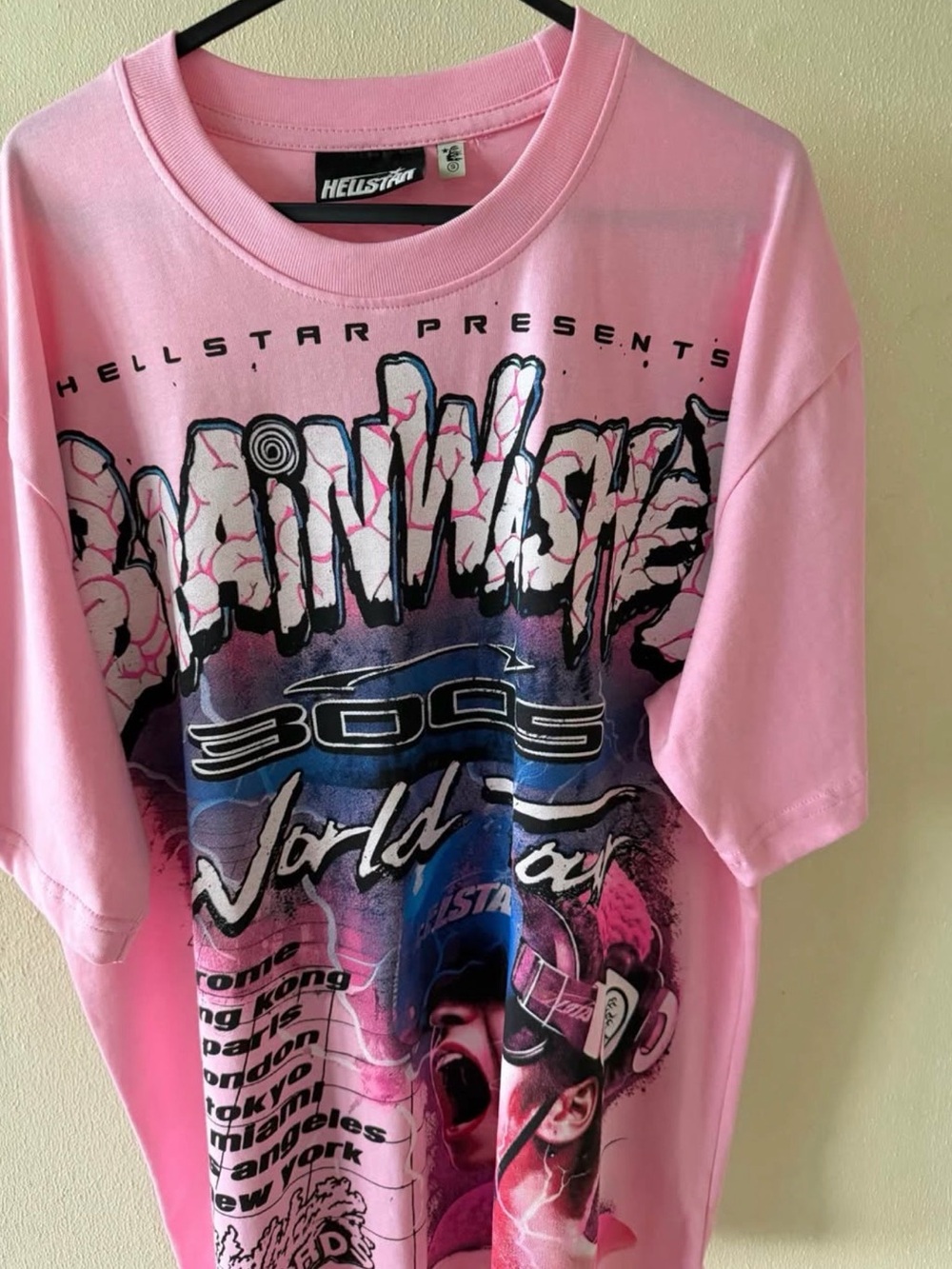 BRAND NEW HELLSTAR Brainwash World Tour T-Shirt Pink Shirt and Hat COMBO!